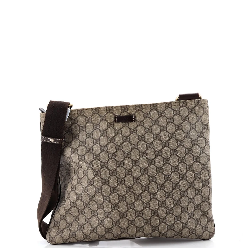 Pre-Owned Gucci Large Zip Top Messenger Bag Gg Coated Canvas