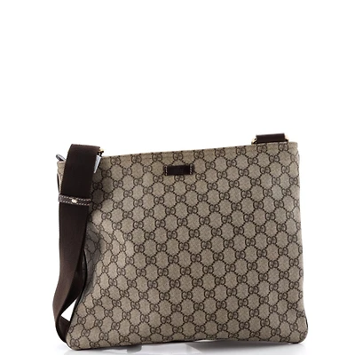 Pre-Owned Gucci Large Zip Top Messenger Bag Gg Coated Canvas