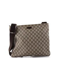 Pre-Owned Gucci Large Zip Top Messenger Bag Gg Coated Canvas