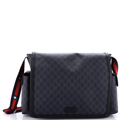 Pre-Owned Gucci Small Web Strap Diaper Bag Gg Coated Canvas