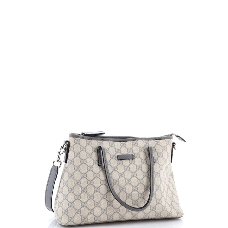 Pre-Owned Gucci Medium Convertible Zip Tote Gg Coated Canvas with Leather