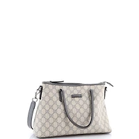 Pre-Owned Gucci Medium Convertible Zip Tote Gg Coated Canvas with Leather