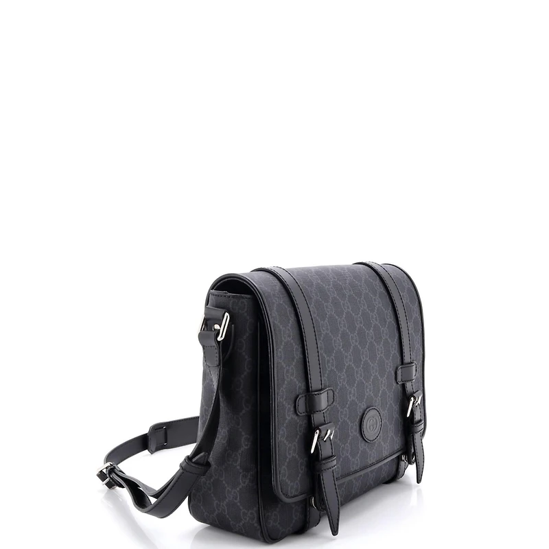 Pre-Owned Gucci Medium Interlocking G Patch Messenger Bag Gg Coated Canvas with Leather