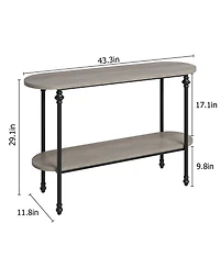 gaomon Narrow Entryway Table, 2 Tier Industrial Console Table with Storage Shelf, Thin Behind Couch Table, Farmhouse Skinny Sofa Table for Hallway, En