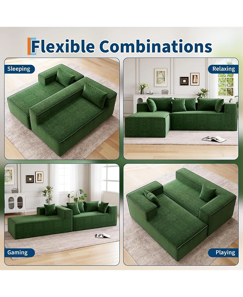 gaomon Modular L-Shaped Sectional Sofa, Cloud Couch with Deep Seat, Upholstered Chenille