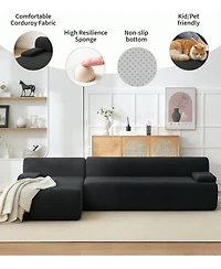 gaomon 108" Cloud Sectional Sofa with Chaise, Boneless Corduroy L-Shaped Couch, No Assembly