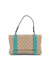 Pre-Owned Gucci Small Vintage Flap Shoulder Bag Gg Canvas with Leather