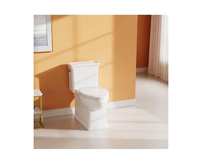 gaomon One Piece Toilet for Bathroom, Elongated Toilet with Left-Hand Trip Lever, Dual Flush 0.8/1.28 Gpf, Soft-Close Seat