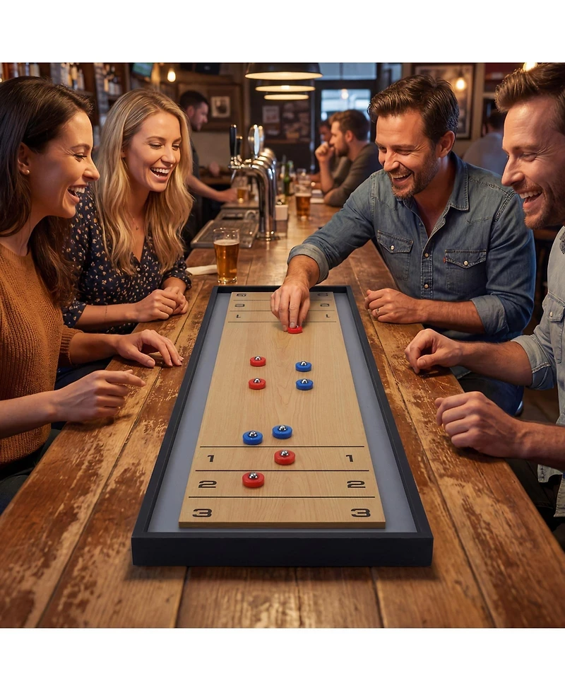 Slickblue 2-in-1 Shuffleboard and Curling Tabletop Board Game