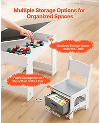 Gouun Kids Table and 2 Chairs Set with Reversible Top and Storage for Art and Learning