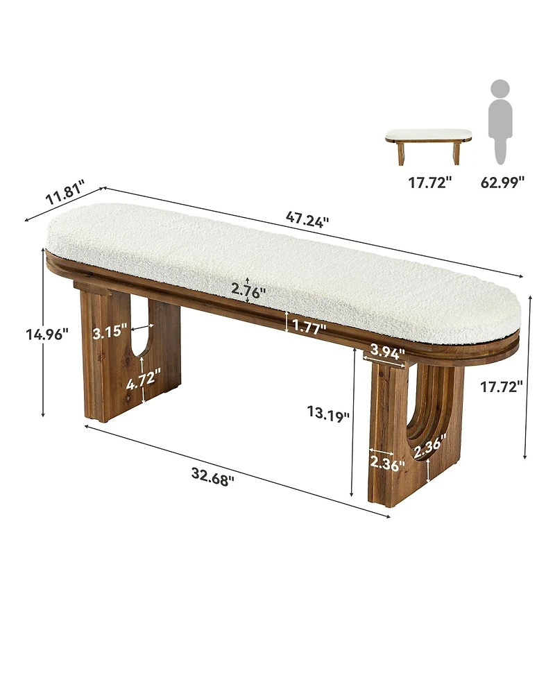 Tribesigns Solid Wood Bench, End of Bed Bench, Entryway Bench with Upholstered