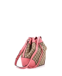 Pre-Owned Gucci Medium Classic Bucket Bag Gg Canvas with Leather