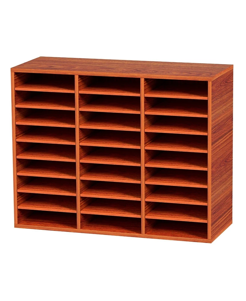 Gouun 27 Compartment Wood Literature Organizer with Adjustable Shelves
