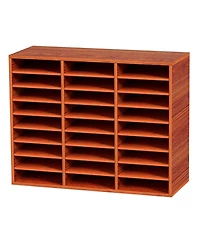 Gouun 27 Compartment Wood Literature Organizer with Adjustable Shelves