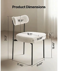 Gouun Set of 2 Mid Century Modern Boucle Upholstered Dining Chairs with Curved Backrest and Metal Legs