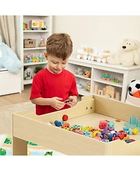 Gouun Kids Table and 2 Chairs Set with Reversible Top and Storage for Art and Learning