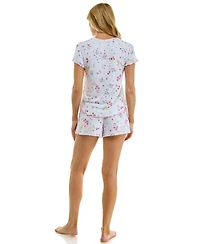 Roudelain Women's Short-Sleeve Top and Pull-On Shorts, 2-Piece Set