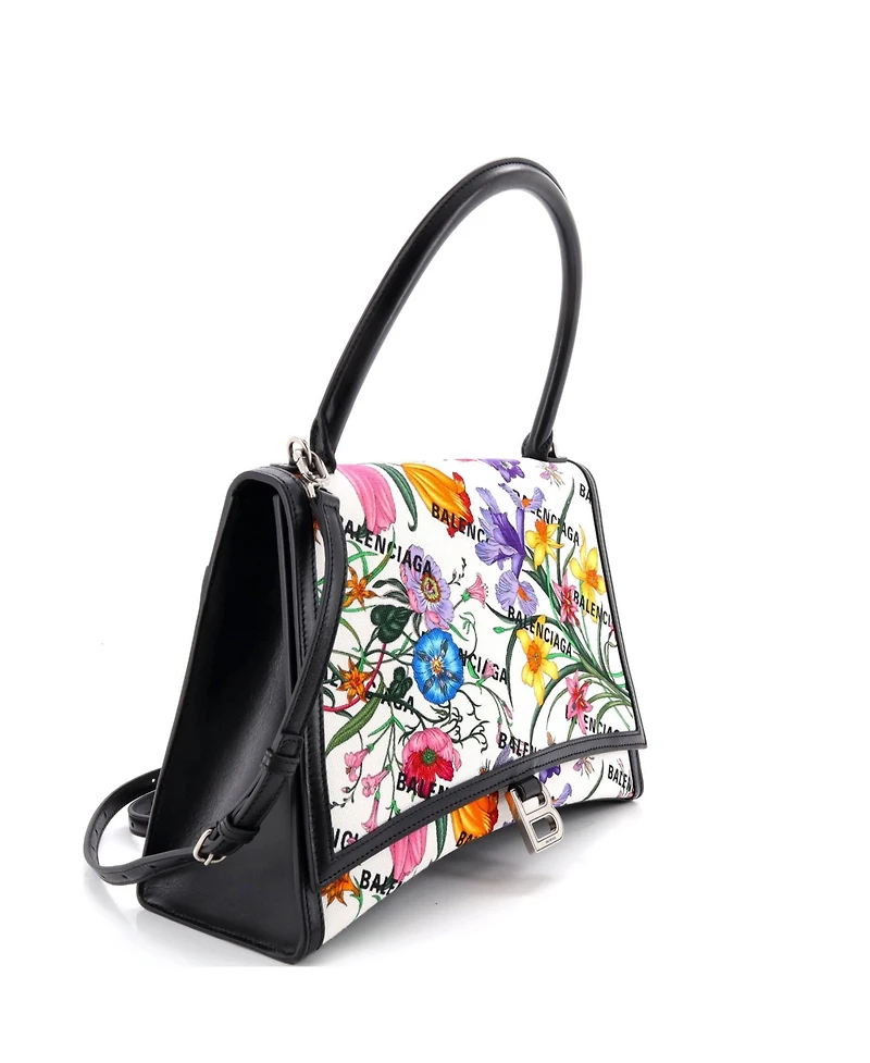 Pre-Owned Gucci Medium x Balenciaga The Hacker Project Hourglass Top Handle Bag Flora Canvas