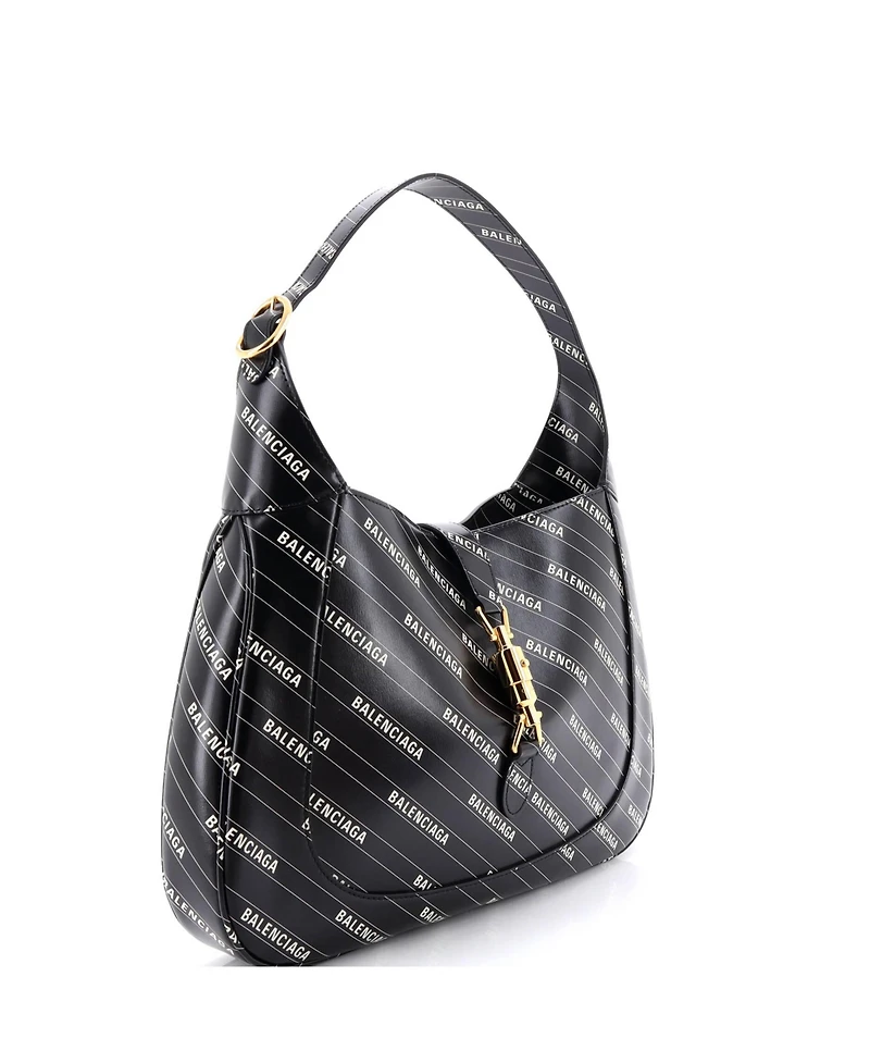 Pre-Owned Gucci Medium x Balenciaga The Hacker Project Jackie 1961 Hobo Printed Leather