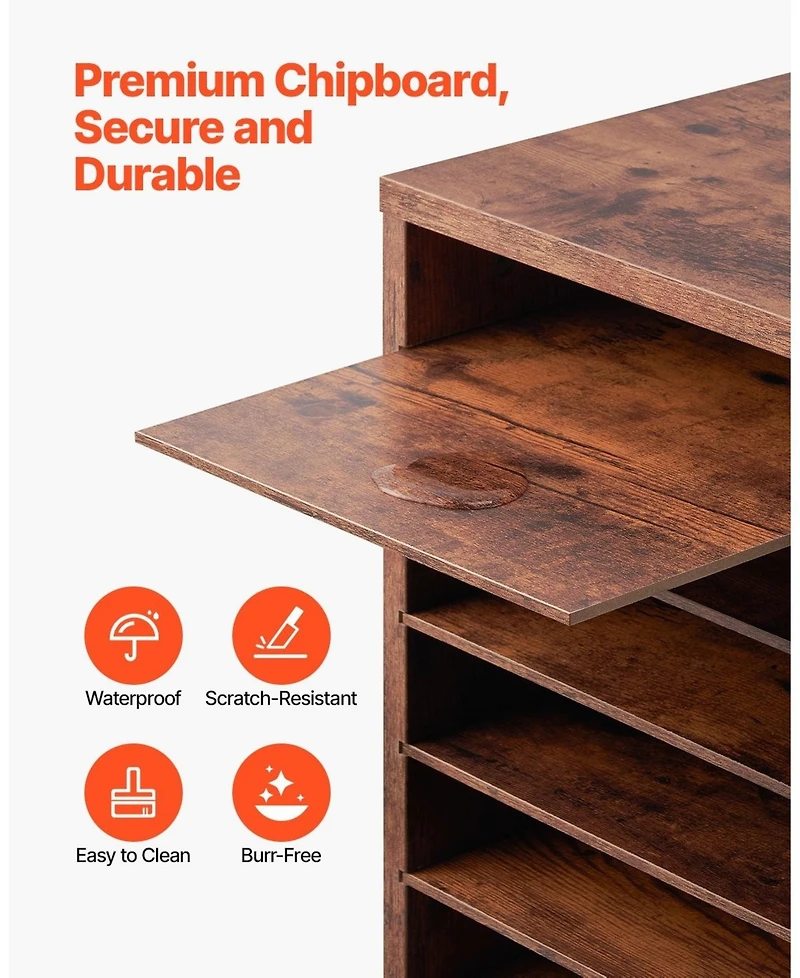 Gouun 36 Compartment Wood Literature Organizer with Removable Shelves