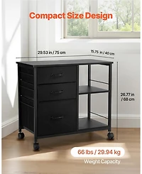 Gouun Mobile File Cabinet with 3 Fabric Drawers and 2 Open Shelves