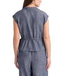 Ellen Tracy Women's Sleeveless Zip Up Top