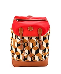 Pre-Owned Gucci Interlocking G Patch Flap Buckle Backpack Printed Nylon with Canvas and Leather