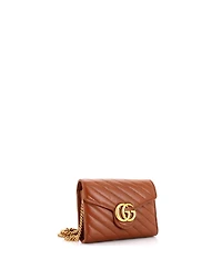Pre-Owned Gucci Mini Gg Marmont Chain Wallet Matelasse Leather
