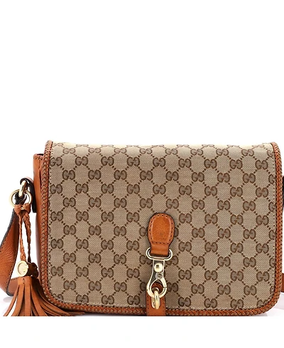 Pre-Owned Gucci Medium Marrakech Messenger Bag Gg Canvas with Leather