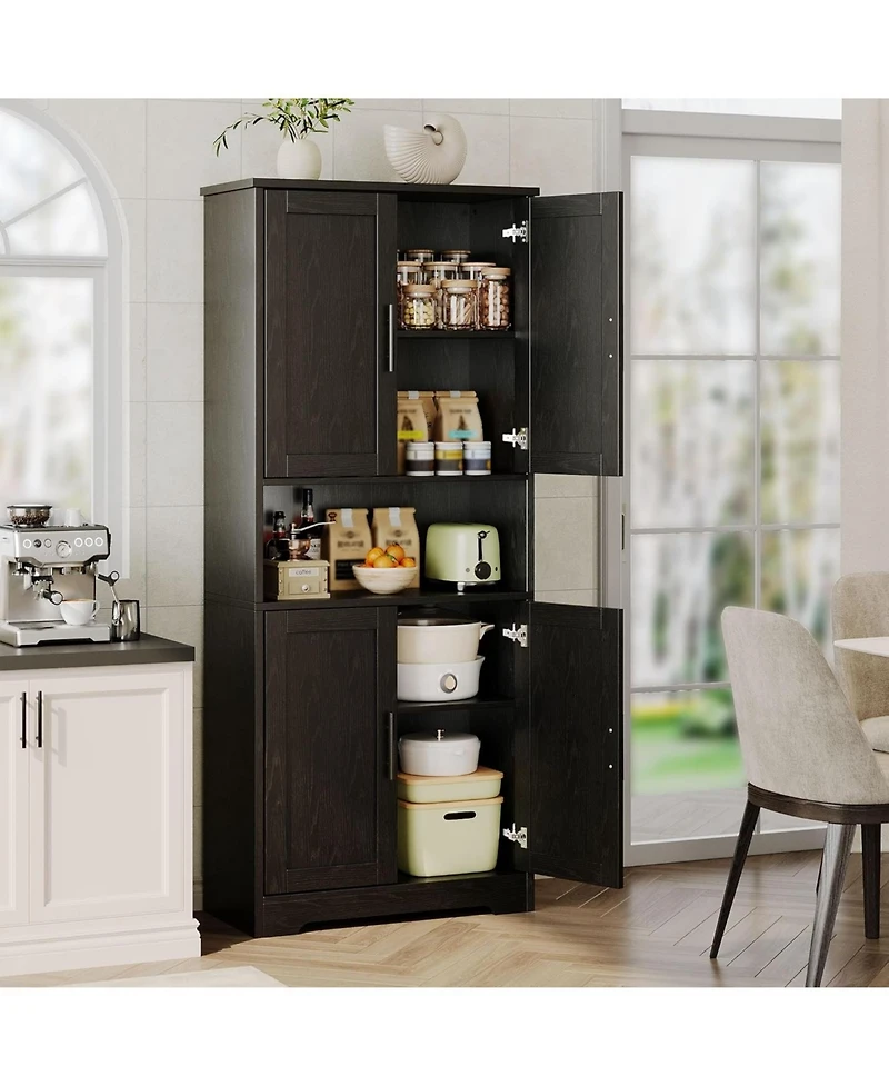 gaomon Tall Kitchen Pantry Cabinet, Storage Cabinet with Doors and Adjustable Shelves, Freestanding Cupboard for Living Room, Dining Room