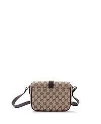 Pre-Owned Gucci Mini Buckle Flap Crossbody Bag Gg Canvas