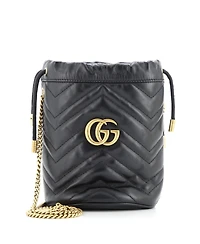Pre-Owned Gucci Mini Gg Marmont Bucket Bag Matelasse Leather