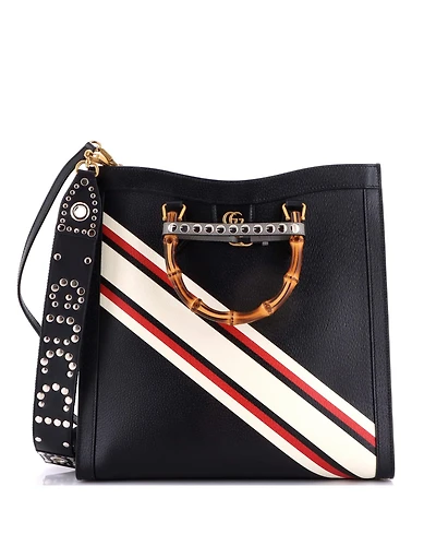 Pre-Owned Gucci Large Diana Nm Bamboo Handle Tote Printed Leather