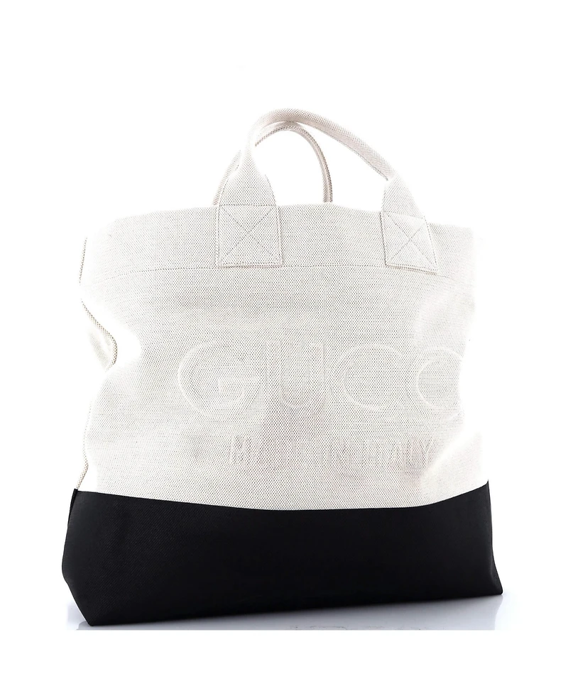 Pre-Owned Gucci Logo Embossed Open Tote Canvas