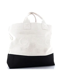 Pre-Owned Gucci Logo Embossed Open Tote Canvas