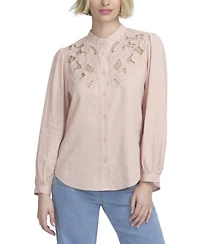 Elle Collection Women's Lace Yoke Shirt