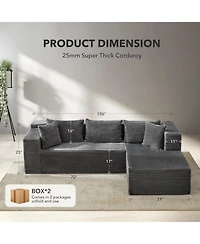 gaomon 106" L-Shaped Sectional Sofa with Chaise, Modular Deep Seat Cloud
