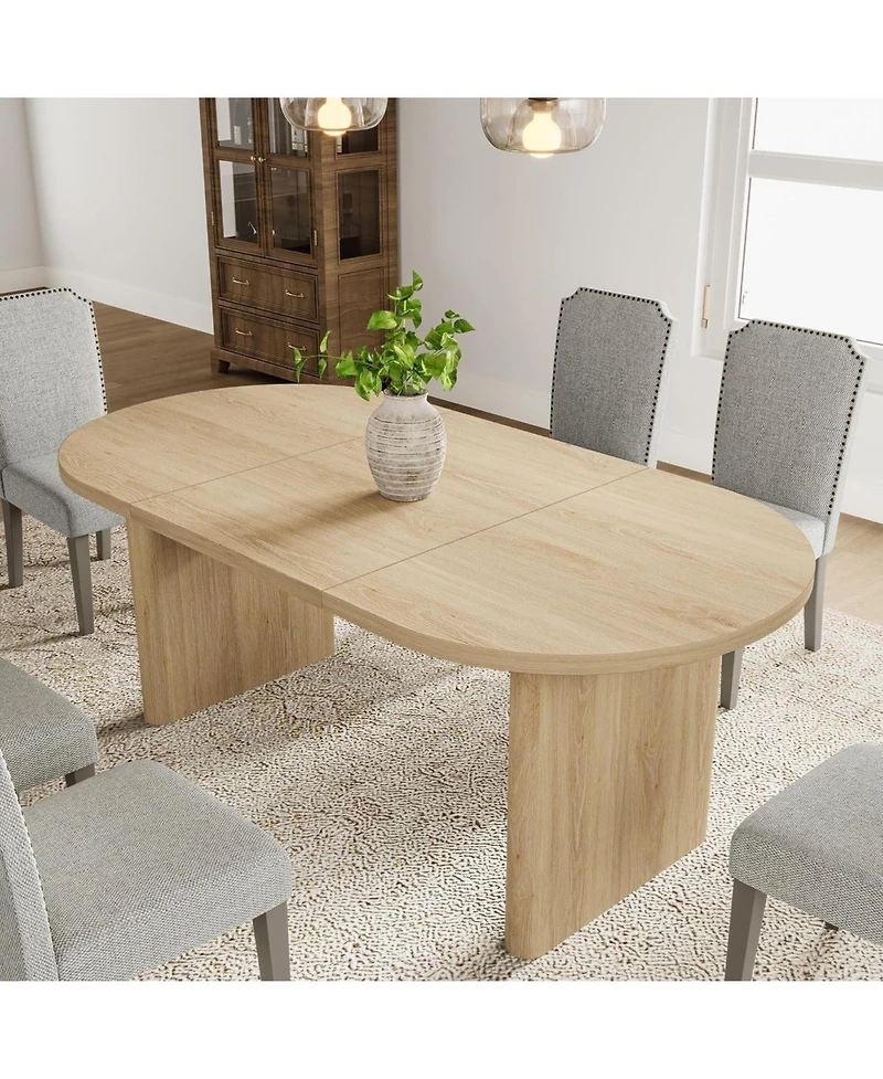 gaomon 70.8 Inch Oval Dining Table with Upholstered Dining Chairs, Kitchen Table with Sturdy Wooden Base