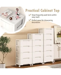 Sugift Rolling Storage Cabinet with Universal Wheels and 5 Drawers