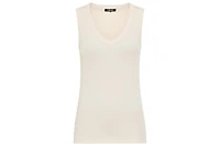 Olsen Women's Ribbed Knit Rounded V-Neck Shell