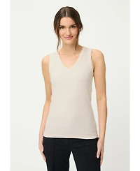 Olsen Women's Ribbed Knit Rounded V-Neck Shell