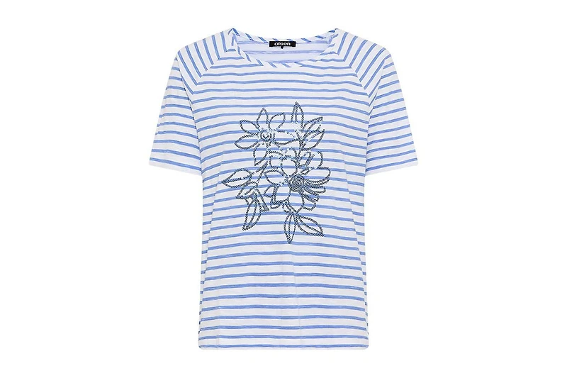 Olsen Women's Sequin Floral Stripe T-Shirt