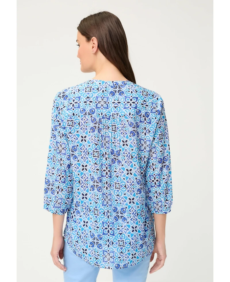 Olsen Women's Panneaux Tile Print Tunic Shirt
