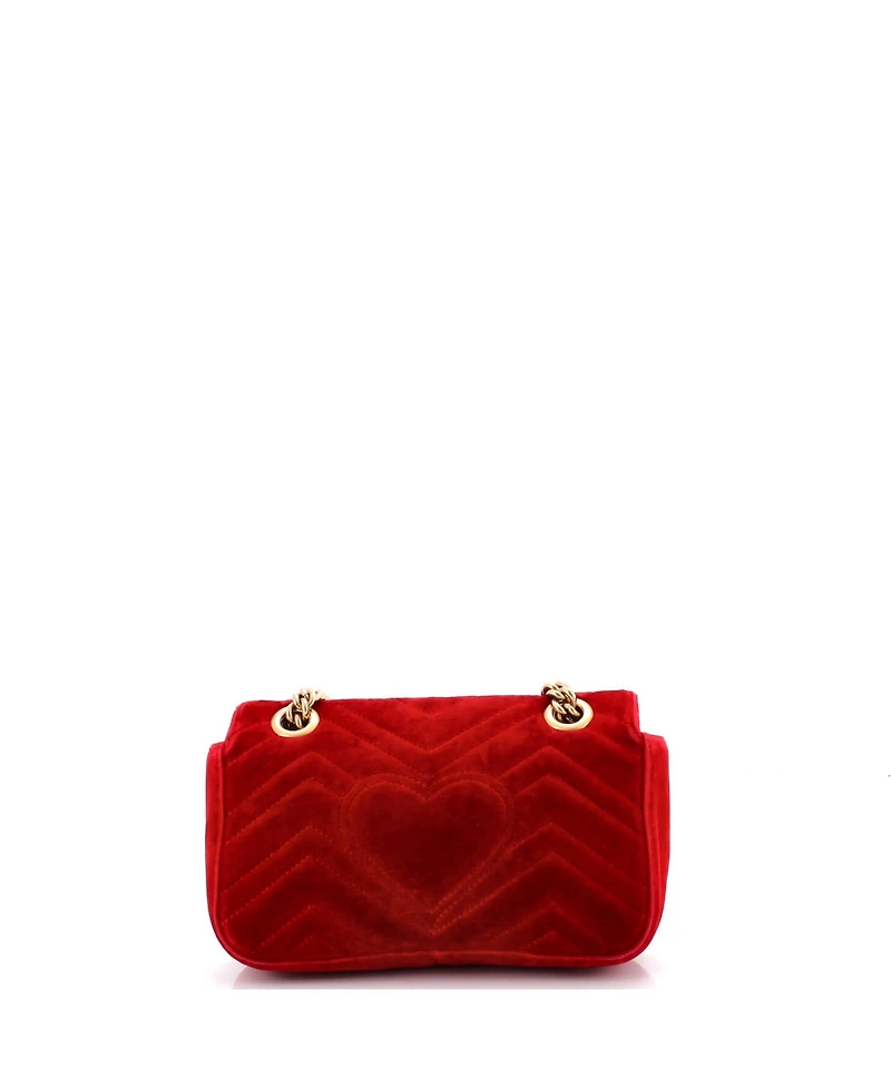 Pre-Owned Gucci Small Gg Marmont Flap Bag Matelasse Velvet