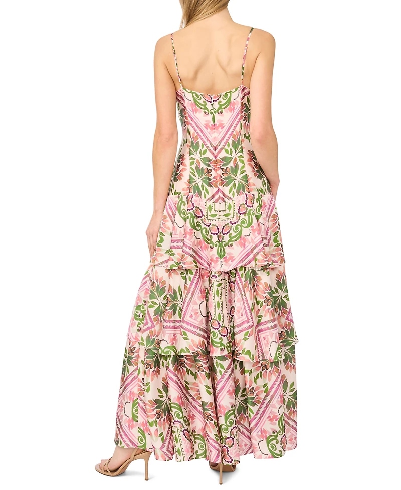 Parker Women's Printed V-Neck Tiered Maxi Dress