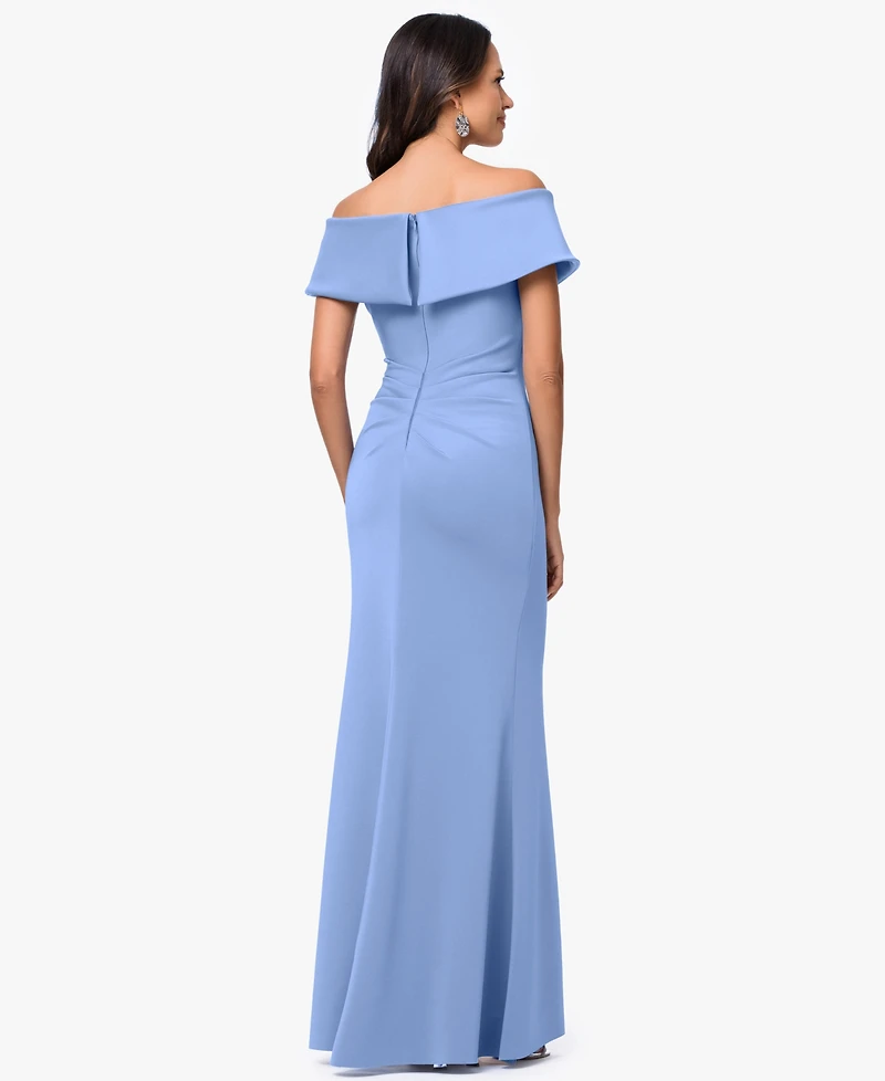 Xscape Women's Off-The-Shoulder Side-Slit Gown