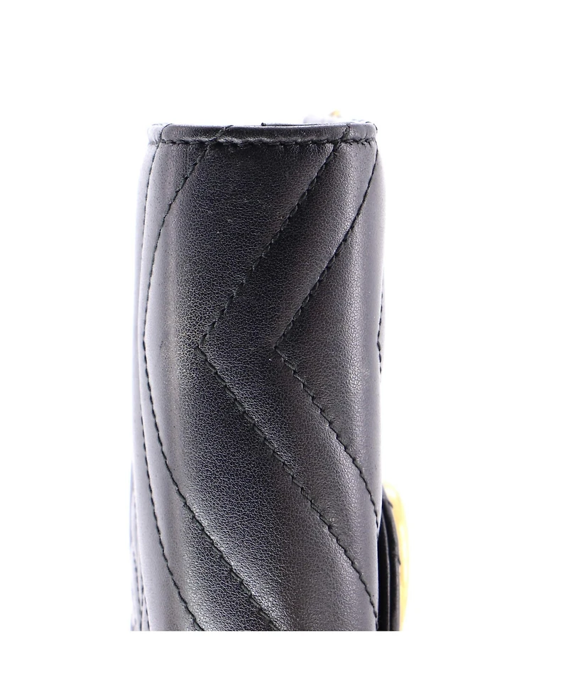 Pre-Owned Gucci Mini Gg Marmont Chain Wallet Matelasse Leather