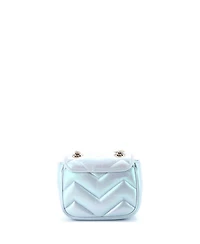 Pre-Owned Gucci Mini Gg Marmont Square Flap Bag Chevron Iridescent Leather
