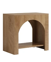 Rainsken 2 Tier Bedside Table, Farmhouse Nightstand with Open Shelf, Wooden Base and Spacious Tabletop, Accent Furniture for Living Room, Bedroom