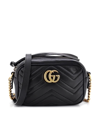 Pre-Owned Gucci Mini Gg Marmont Shoulder Bag Matelasse Leather